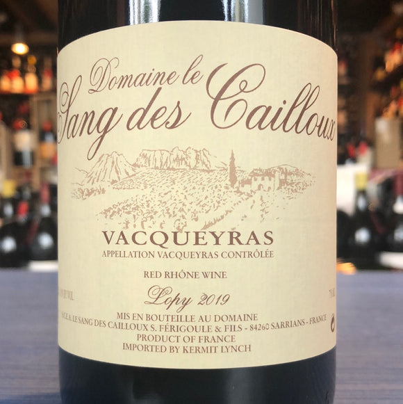 DOMAINE LE SANG DES CAILLOUX VACQUEYRAS CUVÉE DE LOPY 2019